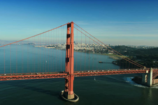 photo Golden Gate from sea with San Francisco in background