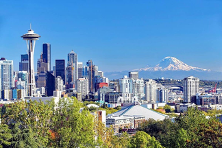 Photo Seattle Looking south Mt. Rainier in distance.